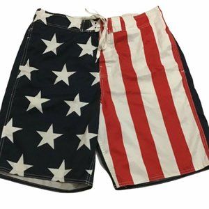 Mens Sz L Patriotic Flag Board Shorts Swim Trunks Bathing Suit Bass Pro Shop